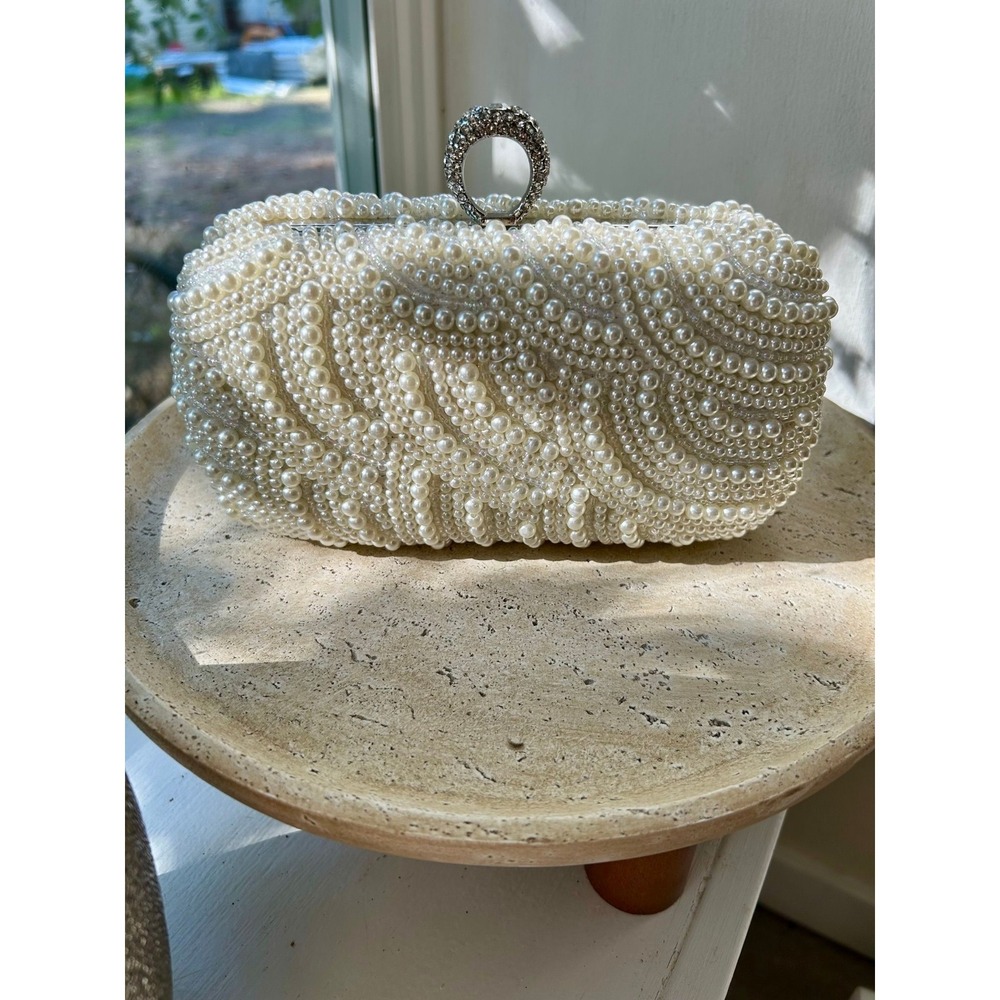 Midnight Champagne Pearl Clutch | Ivory Pearl Bridal Clutch - Picture 5 of 6